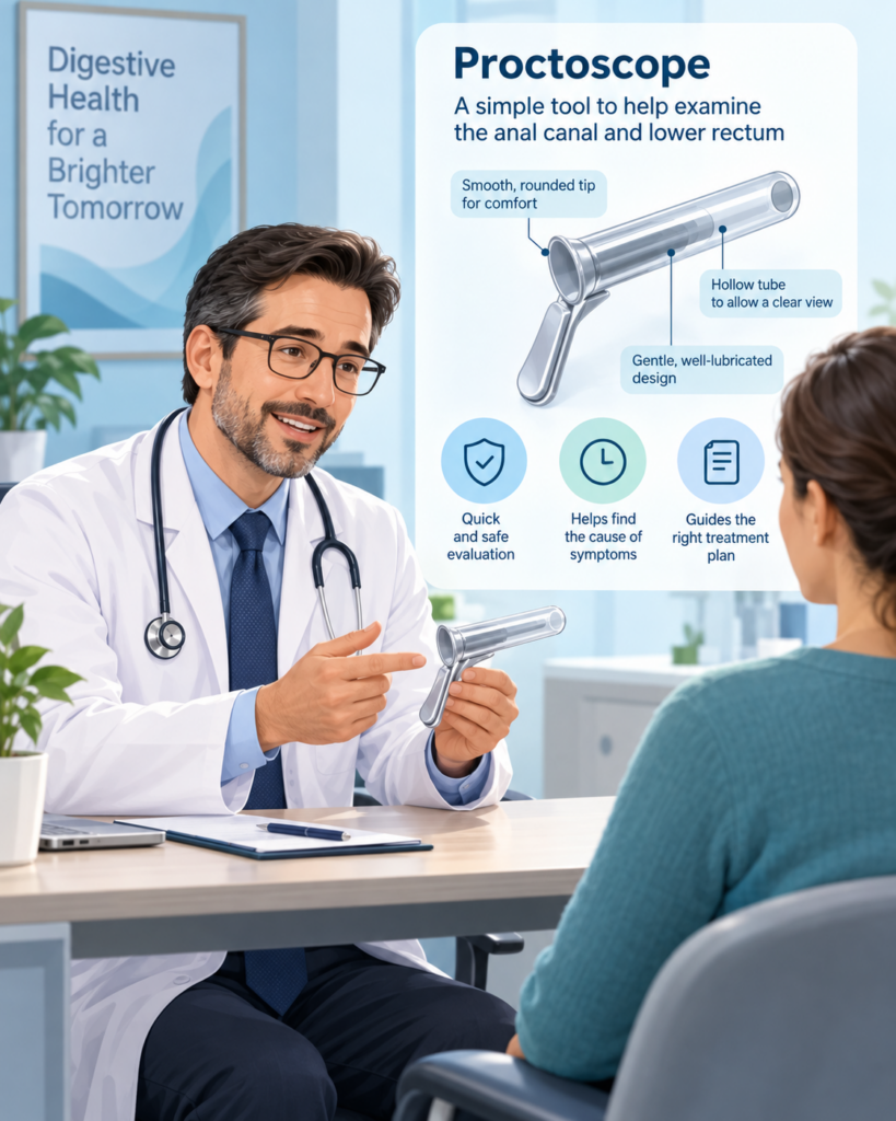 Medical illustration of anorectal examination