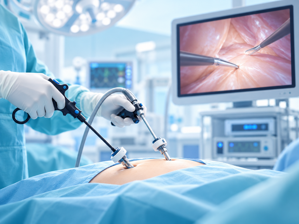 Illustration of advanced laparoscopic surgery